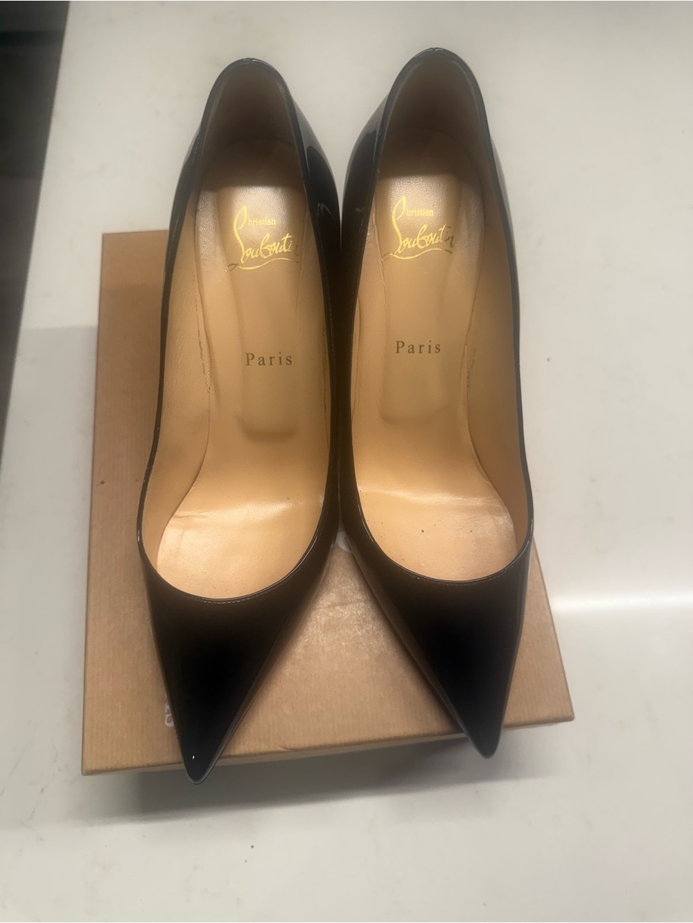 Christian Louboutin Black Patent Pointed-Toe Stiletto Pumps